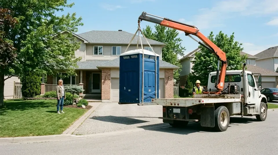 Porta Potty — Residential Driveway Porta Potty — Residential Driveway
